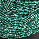 Natural Green Chrysocolla Faceted 2mm 3mm Cube Dice Square Beads Micro Laser Diamond Cut 15.5" Strand
