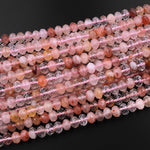 Faceted Red Phantom Quartz 8mm Rondelle Beads Rare Crystal Powerful Energy Stone 15.5" Strand
