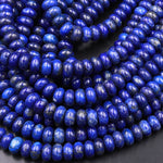 AA Natural Lapis Beads Smooth Rondelle Beads 6mm 8mm 15.5" Strand