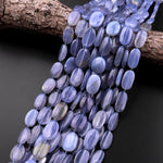 AAA Natural Blue Chalcedony Smooth Oval Beads 15.5" Strand