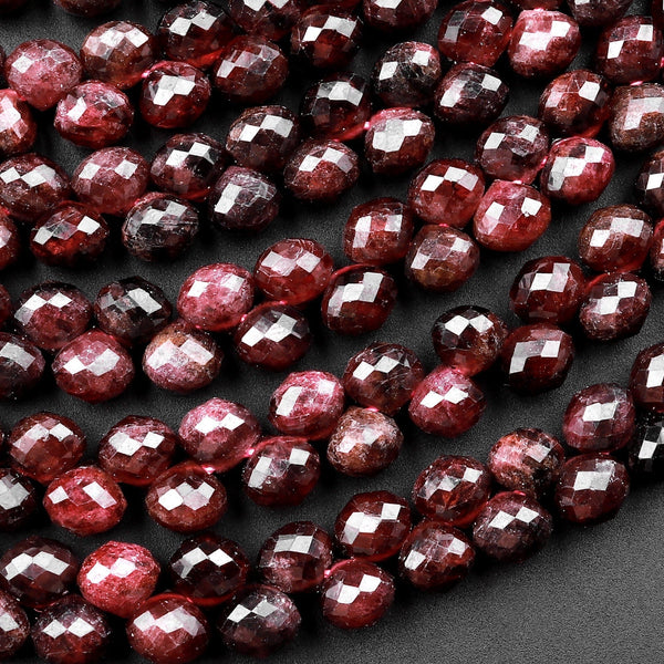 Dark Red Transparent 13mm Faceted Oval Plastic Beads (200pcs)