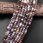 Freeform Faceted Natural Botswana Agate Faceted Rondelle Beads 7mm 8mm 15.5" Strand