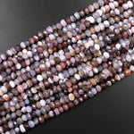 Freeform Faceted Natural Botswana Agate Faceted Rondelle Beads 7mm 8mm 15.5" Strand