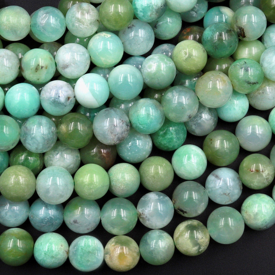 Natural Australian Green Chrysoprase 4mm 5mm 6mm 7mm Smooth Round Beads 15.5" Strand