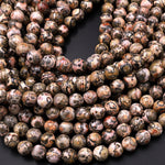 Natural Leopard Skin Jasper 6mm 8mm 10mm Smooth Round Beads 15.5" Strand