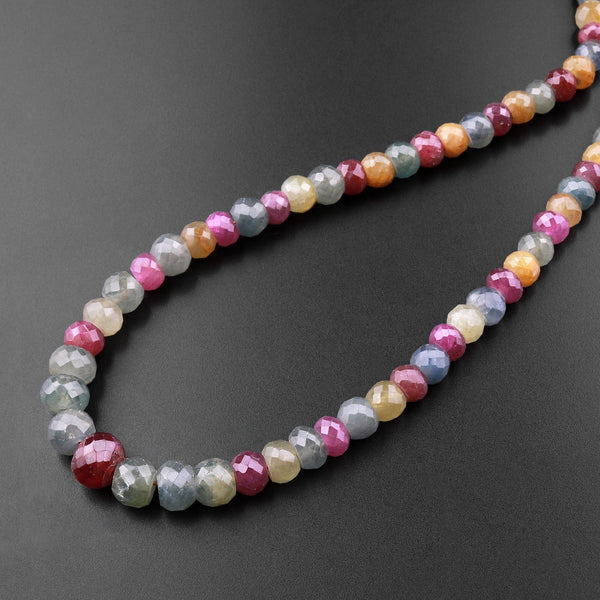 Faceted Natural MultiColor Pink Yellow Blue Sapphire Rondelle 5mm 7mm Gemstone Beads 16" Strand