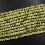 Natural Green Serpentine Jade Beads 6mm Rondelle 15.5" Strand