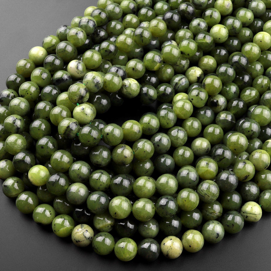 AA Natural Canadian Green Jade 4mm 6mm 8mm 10mm Round Beads 15.5" Strand