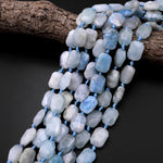 Natural Aquamarine Beads Faceted Rectangle Cushion 18mm 15.5" Strand