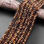 AAA Natural Tiger's Eye Smooth 6mm 8mm Rondelle Beads High Quality 15.5" Strand