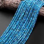 Faceted Natural Teal Blue Apatite 4mm 5mm Rondelle Gemstone Beads 15.5" Strand