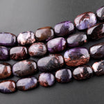 Real Genuine Natural Sugilite Rounded Rectangle Nugget Beads From South Africa Richteriste Bustamite Matrix 15.5" Strand