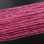 AAA+ Faceted Natural Pink Tourmaline Rondelle 3mm 4mm Beads Diamond Cut Gemstone 15.5" Strand