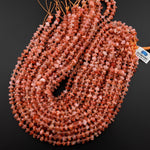Natural Orange Sunstone Freeform Rondelle Pebble Beads 8mm 10mm Sparkling Golden Feldspar 15.5" Strand