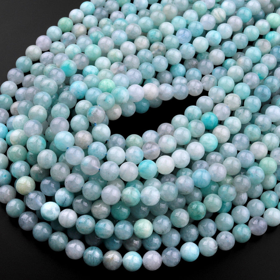 Natural Peruvian Amazonite Beads 4mm 6mm 8mm 10mm 12mm Round Beads Pale Sea Blue Gemstone Beads 15.5" Strand