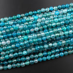 AAA Natural Apatite Beads Faceted 6mm Round Beads Translucent Teal Blue Green Gemstone Micro Cut 15.5" Strand