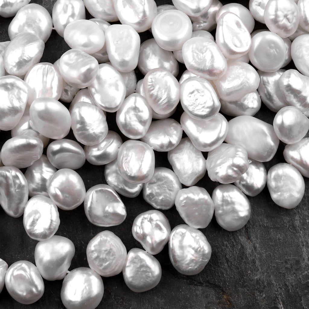 White Keishi Pearl Teardrop Petal Top Side Drilled Real Genuine Natural Freshwater Pearl 16" Strand
