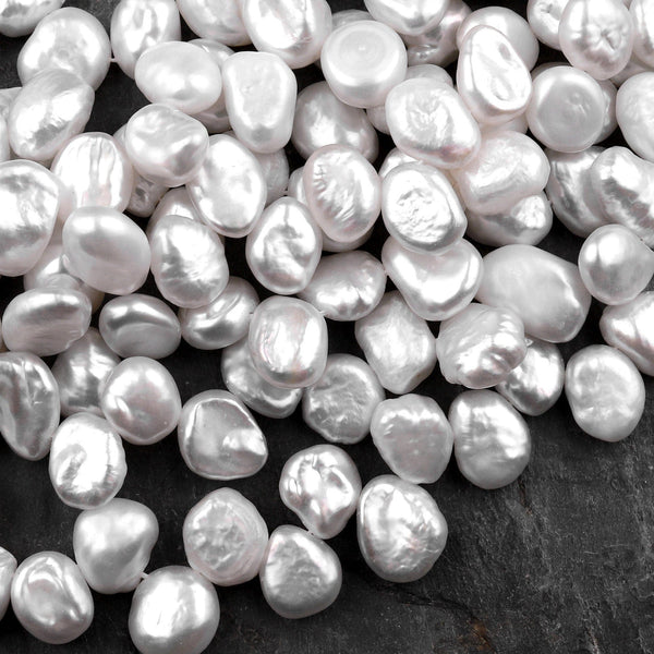 White Keishi Pearl Teardrop Petal Top Side Drilled Real Genuine Natural Freshwater Pearl 16" Strand