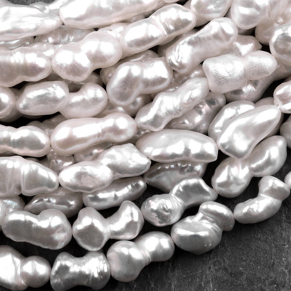 Freeform Natural White Stick Baroque Pearl Genuine Freshwater Pearl 16" Strand