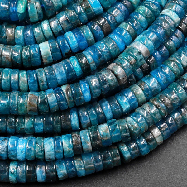Natural Apatite Heishi Rondelle Beads 6mm Gemstone 15.5" Strand