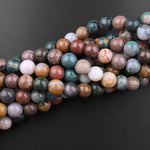 Large Hole Beads 2.5mm Drill Natural Ocean Jasper 8mm 10mm Round Beads 8" Strand