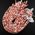 Natural Orange Spiny Oyster Freeform Thick Rondelle Beads 8mm 10mm 15.5" Strand