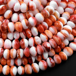 Natural Orange Spiny Oyster Freeform Thick Rondelle Beads 8mm 10mm 15.5" Strand
