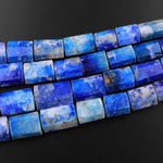 Rare Persian Blue Sodalite Nuggets Large Faceted Flat Rectangle Beads 15.5" Strand