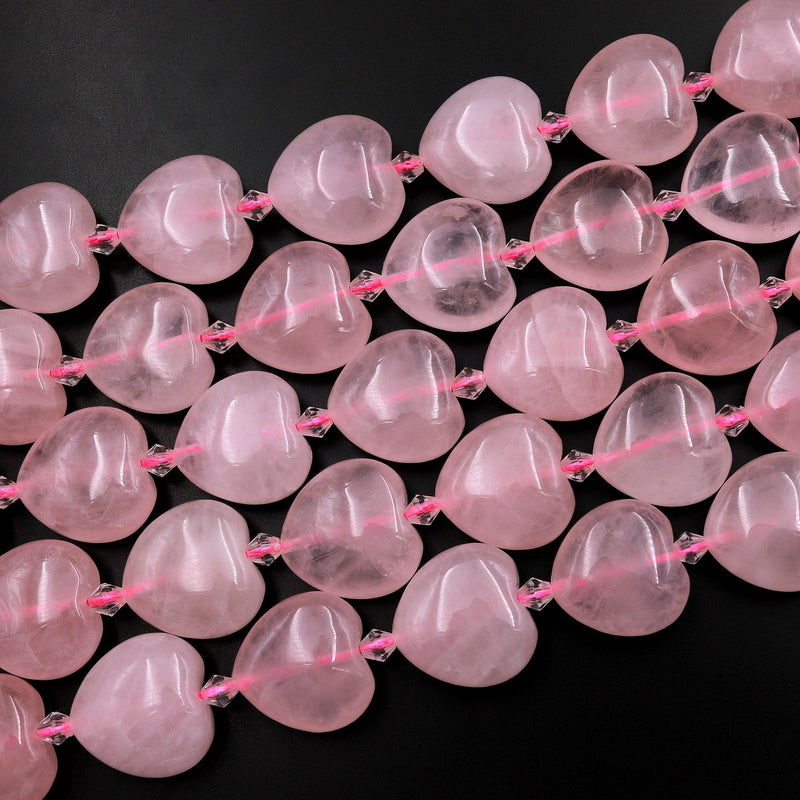 Large Puffy Natural Pink Rose Quartz 20mm Beads Gemstone Heart Veritic –  Intrinsic Trading