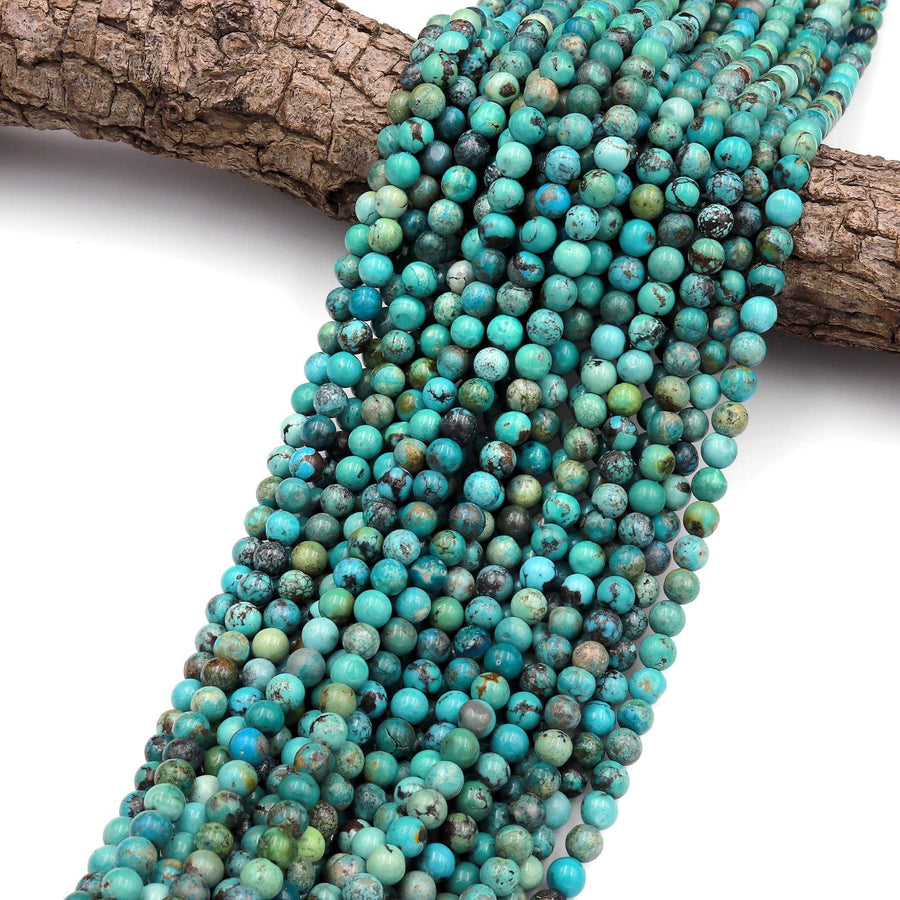 Real Genuine Natural Turquoise 6mm Round Beads Dragon Skin Turquoise Gemstone 15.5" Strand
