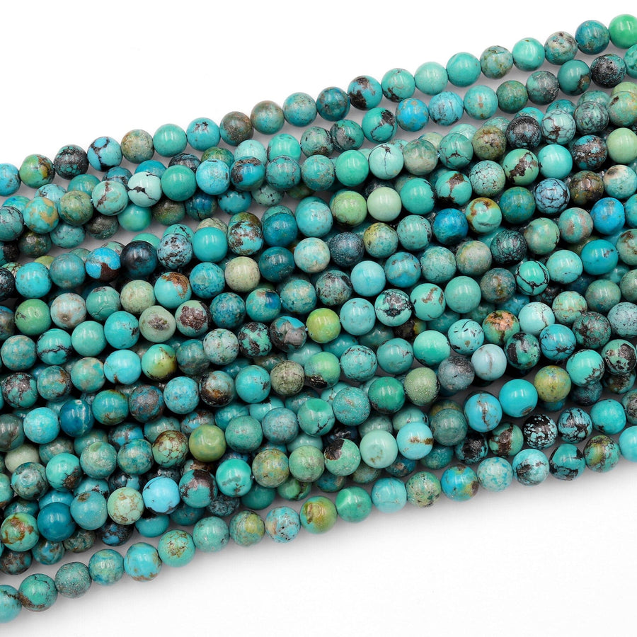 Real Genuine Natural Turquoise 6mm Round Beads Dragon Skin Turquoise Gemstone 15.5" Strand