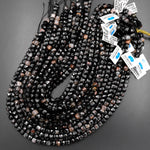Natural Black Tourmaline Red Iron White Quartz Faceted 6mm 8mm Cube Beads Micro Faceted Laser Diamond Cut 15.5" Strand