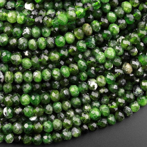 Natural Green Chrome Diopside Beads Micro Faceted 5mm Rondelle Gemstone 15.5" Strand