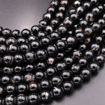 Large Hole Black Tourmaline Beads Red Iron White Quartz Matrix 2.5mm Drill Real Genuine Gemstone 8mm 10mm Round Beads 8" Strand