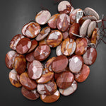 Large Phenomenal Faceted Natural Noreen Jasper Oval Pendant Beads 15.5" Strand