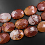 Large Phenomenal Faceted Natural Noreen Jasper Oval Pendant Beads 15.5" Strand