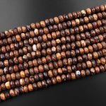 Natural Australian Yowah Matrix Boulder Opal Beads Faceted Rondelle 8mm 10mm 15.5" Strand