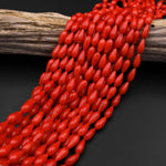 AAA Genuine Red Bamboo Coral Smooth Teardrop Briolette Beads 10mm Vertically Drilled 15.5" Strand