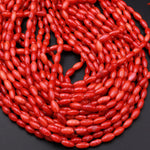 Genuine Red Bamboo Coral Small Rice Barrel Beads 8mm 15.5" Strand