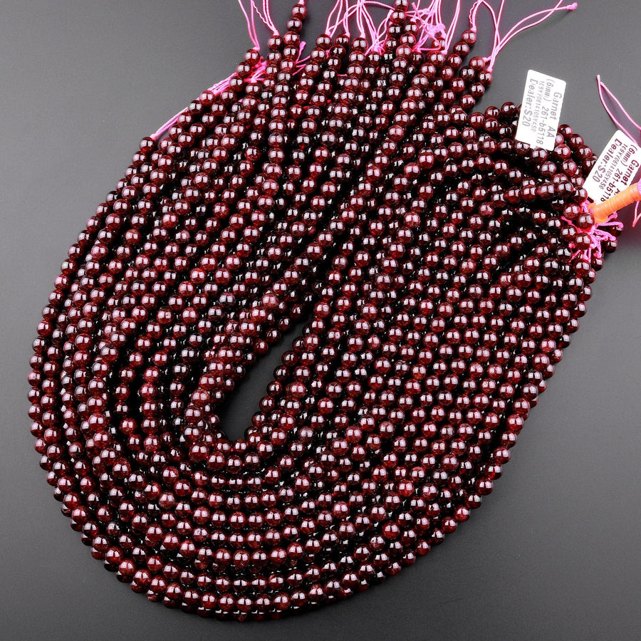 AA Natural Red Garnet 4mm 6mm 8mm 10mm Round Beads 15.5" Strand