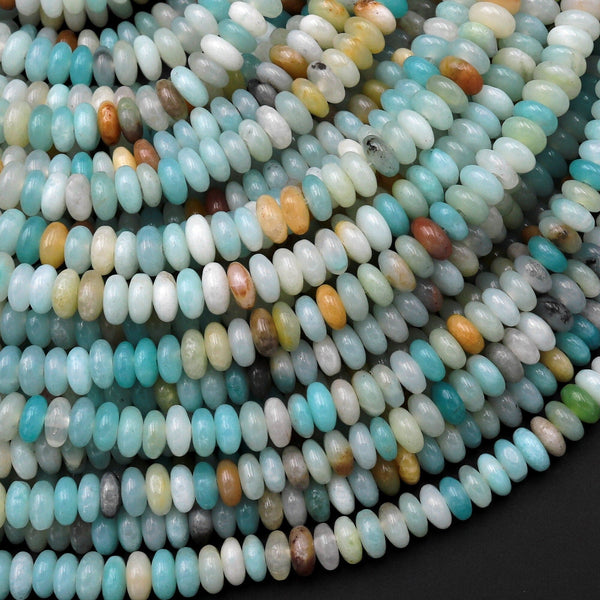 Natural Blue Amazonite 4mm Rondelle Saucer Beads 15.5" Strand
