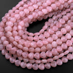 Faceted Natural Pink Rose Quartz Beads Gemstone Heart From Madagascar 15.5" Strand