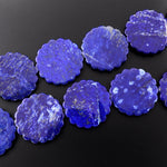 AAA Natural Blue Lapis Daisy Flower Beads 30mm Gemstone 15.5" Strand