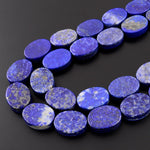 Natural Blue Lapis Smooth Oval Beads 15.5" Strand
