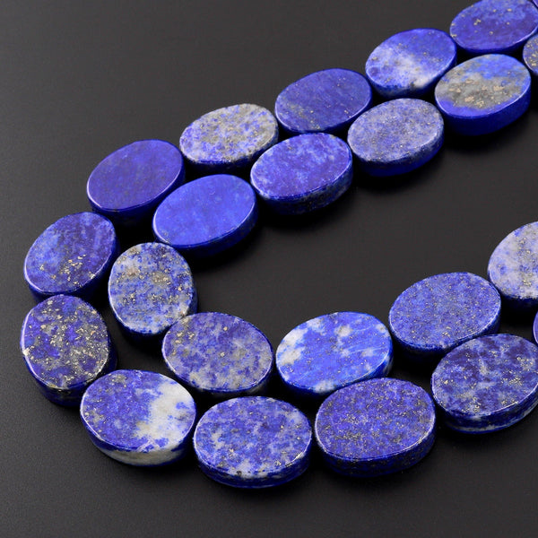 Natural Blue Lapis Smooth Oval Beads 15.5" Strand