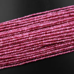 AAA Faceted Natural Pink Tourmaline Rondelle 3mm Beads Micro Laser Diamond Cut Gemstone 15.5" Strand