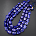 AAA Natural Blue Lapis Puffy Oval Nugget Beads 15.5" Strand