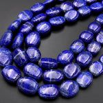 AAA Natural Blue Lapis Puffy Oval Nugget Beads 15.5" Strand