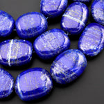 AAA Natural Blue Lapis Puffy Oval Nugget Beads 15.5" Strand