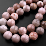 Large Natural Peach Feldspar Moonstone 20mm 22mm Round Beads 15.5" Strand